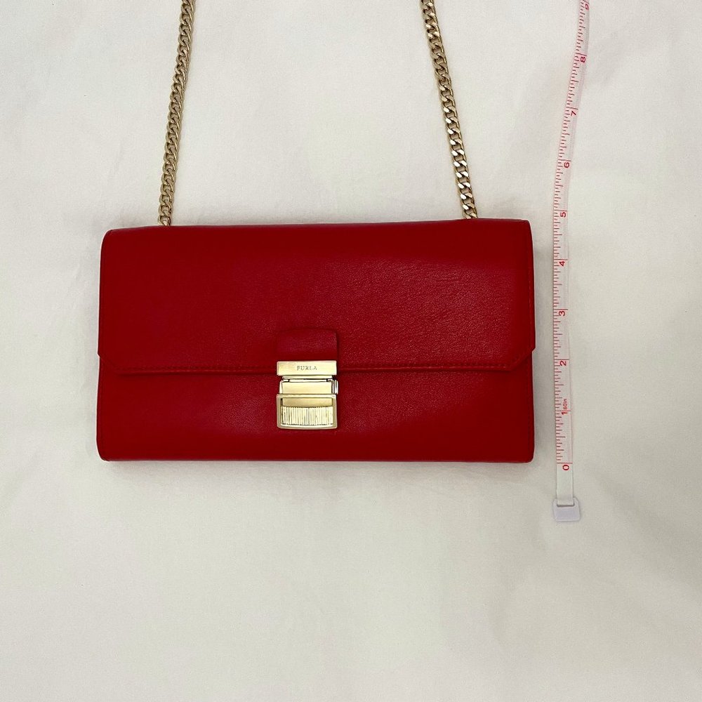 Red Furla Crossbody Gold Chain Bag